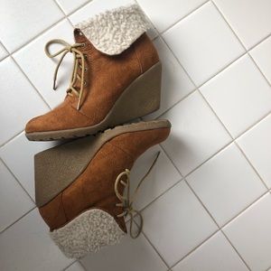 Brown suede booties